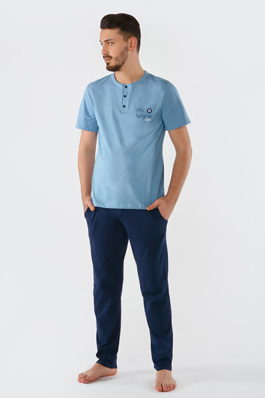 Açık Mavi My Hangover Tee Erkek Pijama Takımı