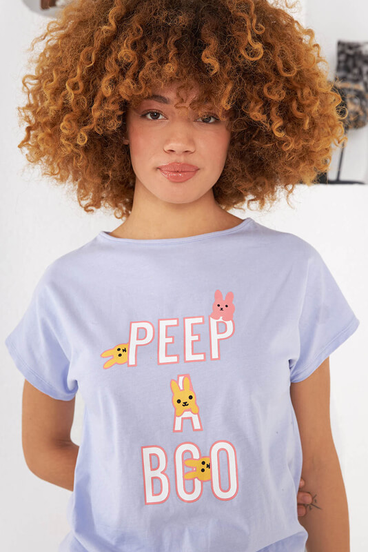 Lila Peep A Boo Puantiyeli Pijama Takımı
