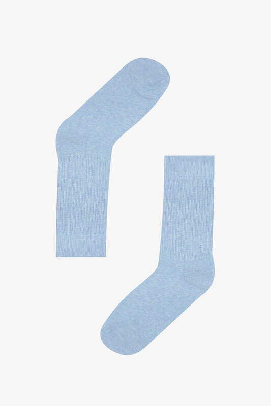 Açık Mavi Vertical Stripes Havlu Çorap - Thumbnail