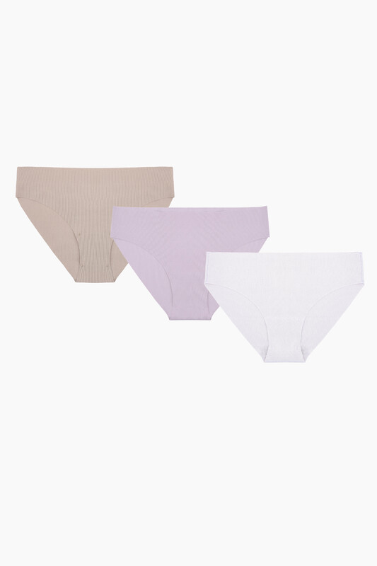 Açık Pembe Gül Kurusu Açık Kahve 3'lü Lazer Kesim İz Yapmaz Basic Külot - NBB