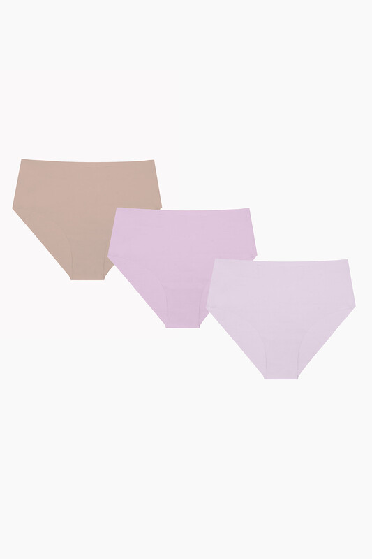 Açık Pembe Gül Kurusu Açık Kahve 3'lü Lazer İz Yapmaz Yüksek Bel Külot - NBB