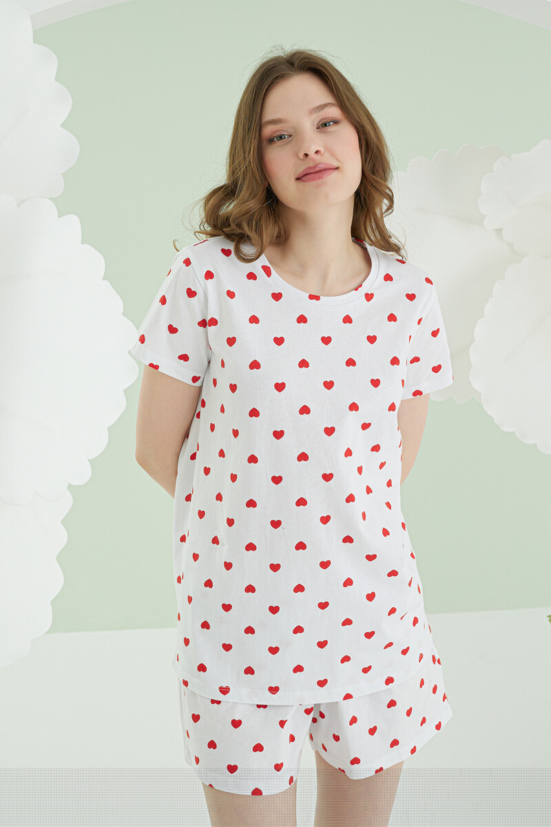 Bej Kalpli Şortlu Pijama Takımı - 2