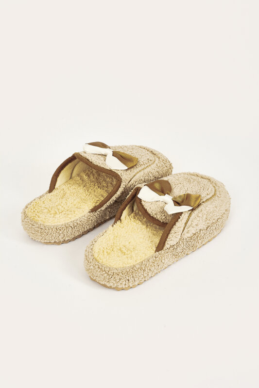 Bej Kurdeleli Atom Ev Terliği - 