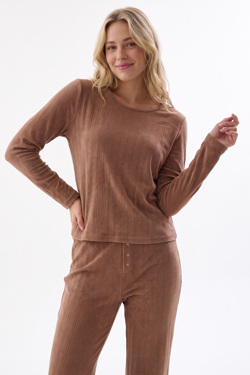 Bej Poıntel Basıc Pijama Takım - 2