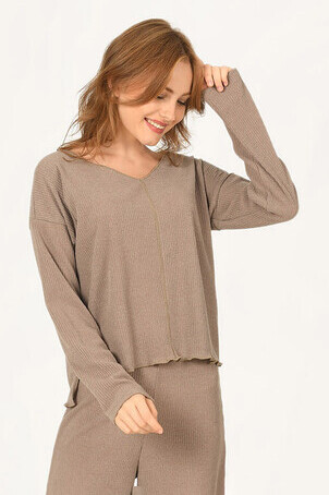 Bej Triko Sweatshirt - 1