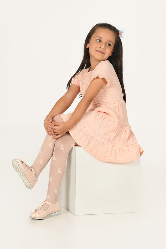 Beyaz 40 Denye Desenli Çocuk Külotlu Çorap - NBB