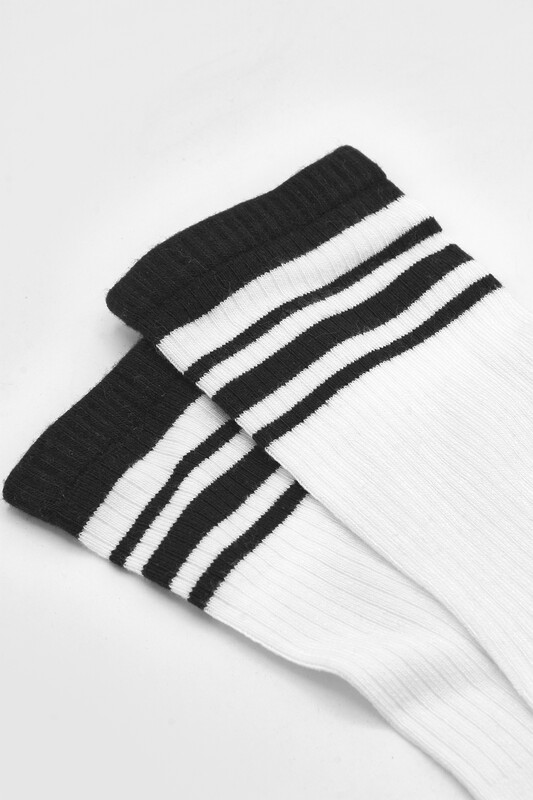 Beyaz Çemberli Bamboo Soket Çorap - NBB