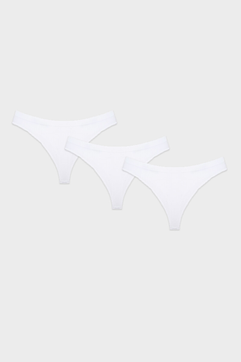 Beyaz Dikişsiz 3'lü String - 1