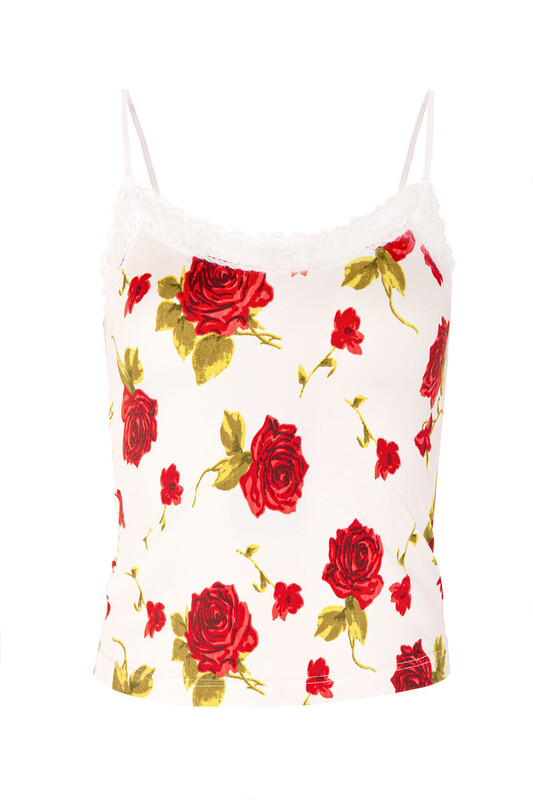 Beyaz Gül Desenli Atlet - NBB