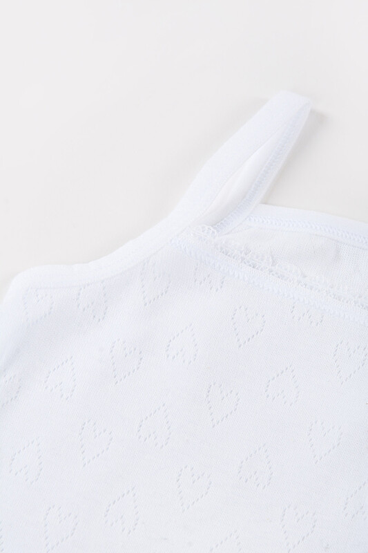 Beyaz Jakarlı İp Askılı Kız Çocuk Atlet - NBB