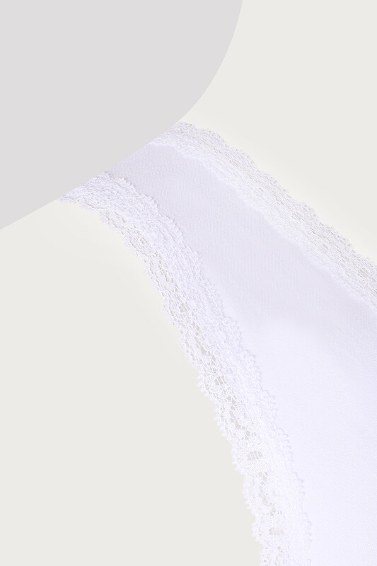 Beyaz Kalın Askılı Dantelli Atlet - NBB