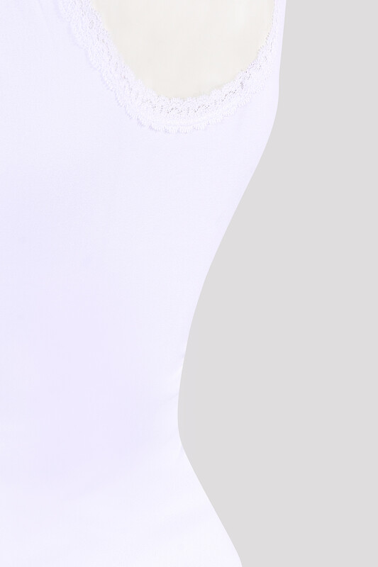 Beyaz Kalın Askılı Dantelli Atlet - NBB