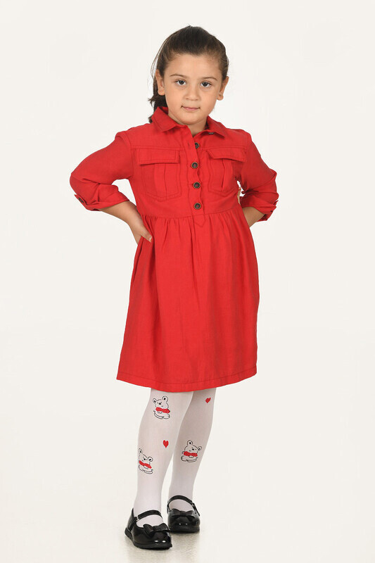 Beyaz Kalp Ayı Baskılı Çocuk Külotlu Çorap - NBB