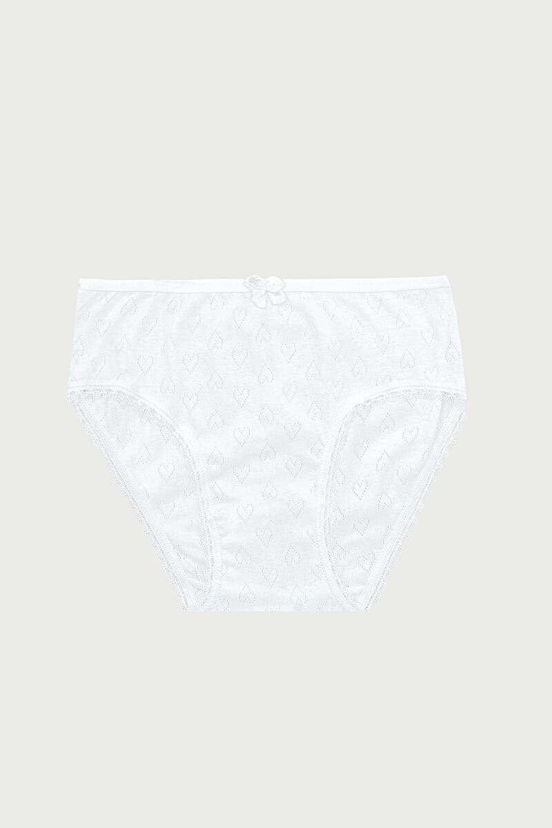 Beyaz Kız Çocuk Jakarlı Slip Külot - 1