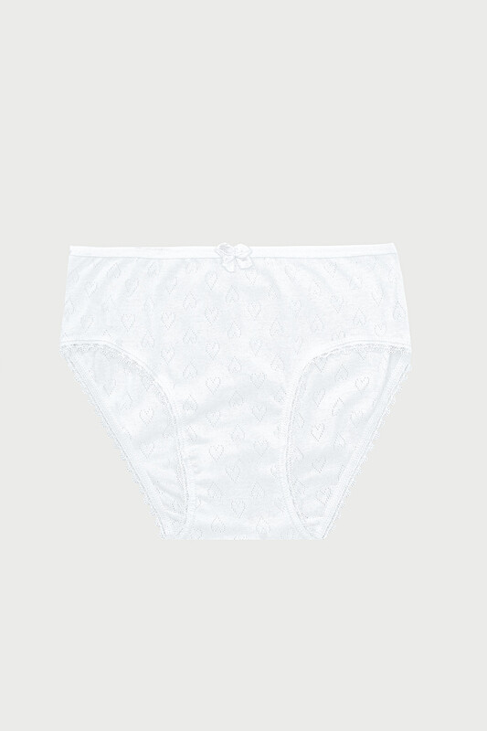 Beyaz Kız Çocuk Jakarlı Slip Külot 