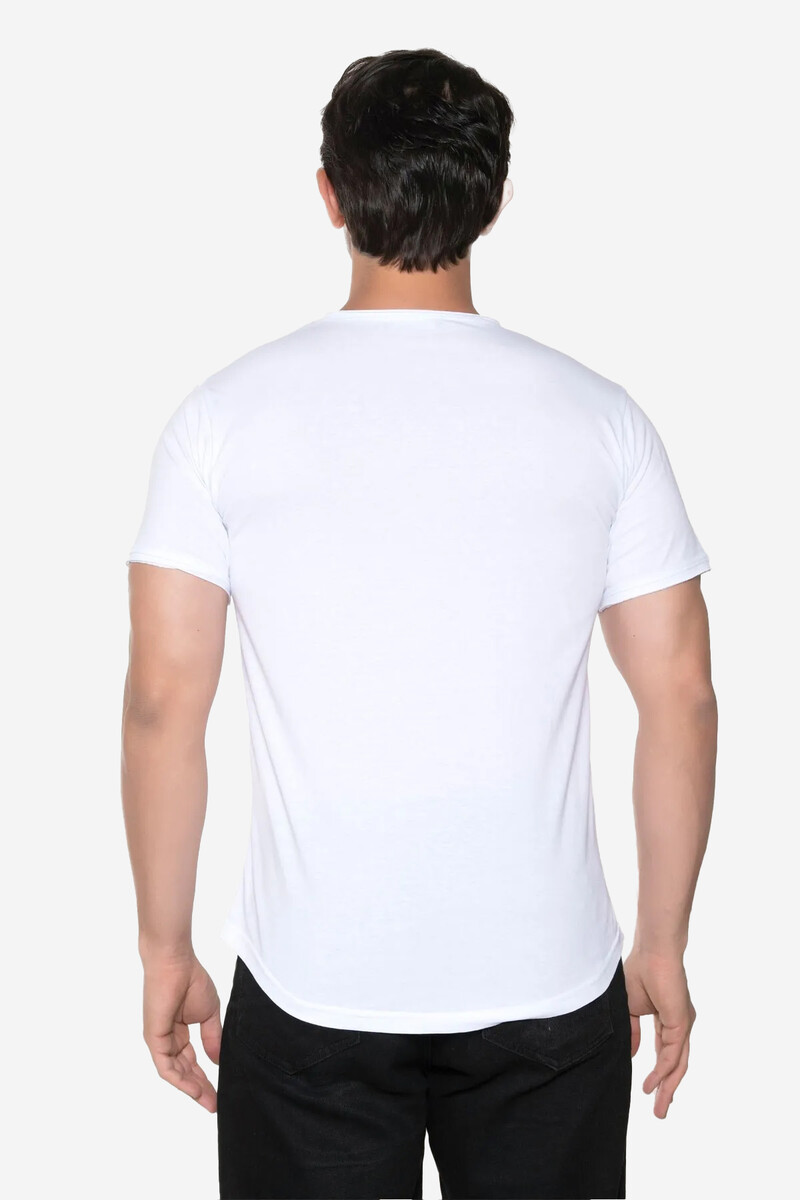 Beyaz Erkek Bisiklet Yaka Basic Tişört - 2