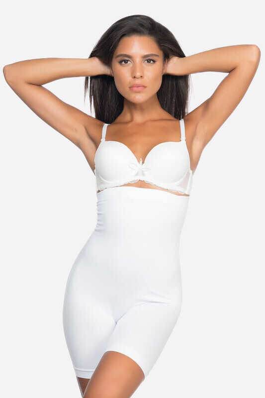 Beyaz Seamless Paçalı Boxer Korse - 1