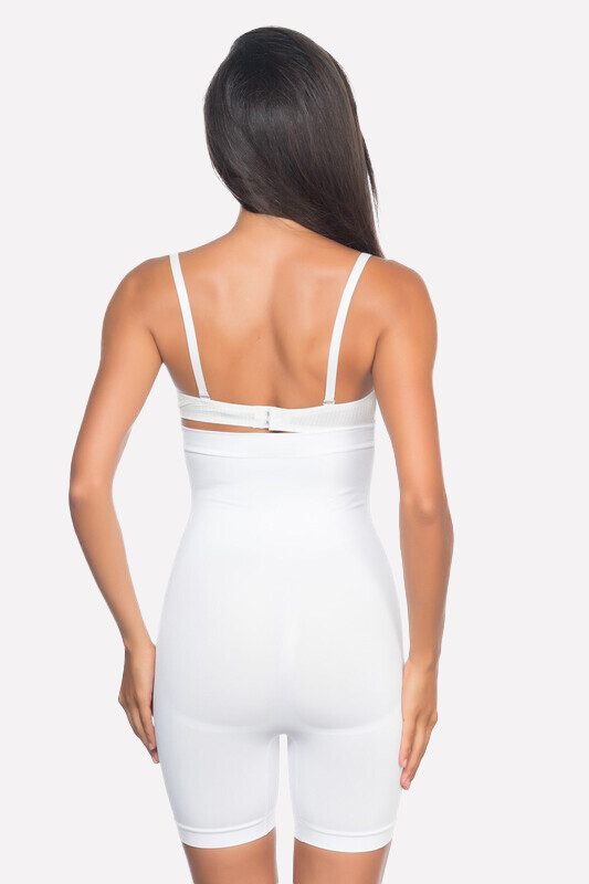 Beyaz Seamless Paçalı Boxer Korse - Thumbnail