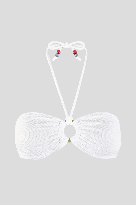 Beyaz Square Wick Straplez Tek Üst Bikini - LOYA