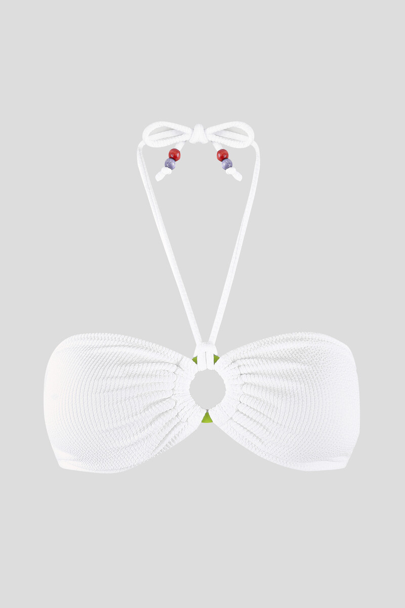 Beyaz Square Wick Straplez Tek Üst Bikini - 1
