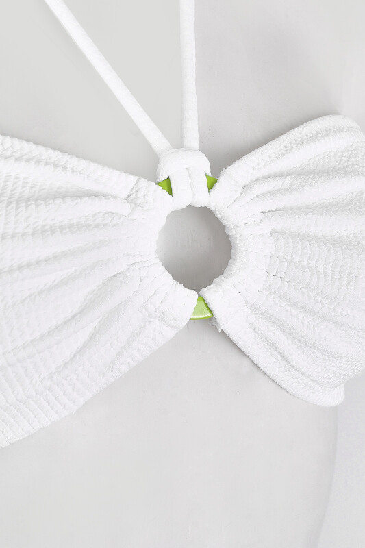 Beyaz Square Wick Straplez Tek Üst Bikini - LOYA (1)