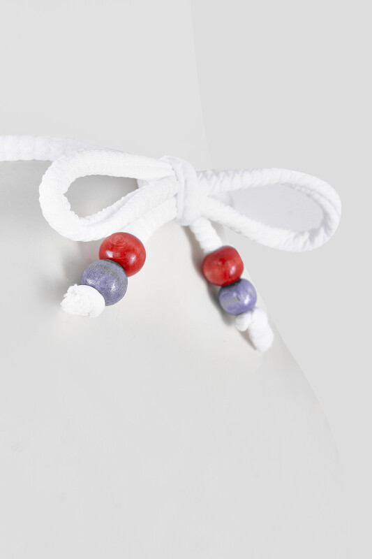 Beyaz Square Wick Straplez Tek Üst Bikini - LOYA