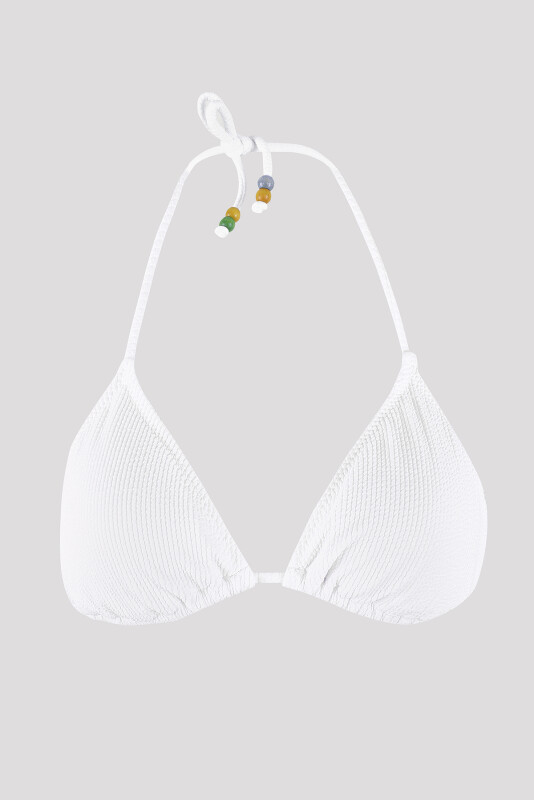 Beyaz Square Wick Üçgen Tek Üst Bikini - LOYA
