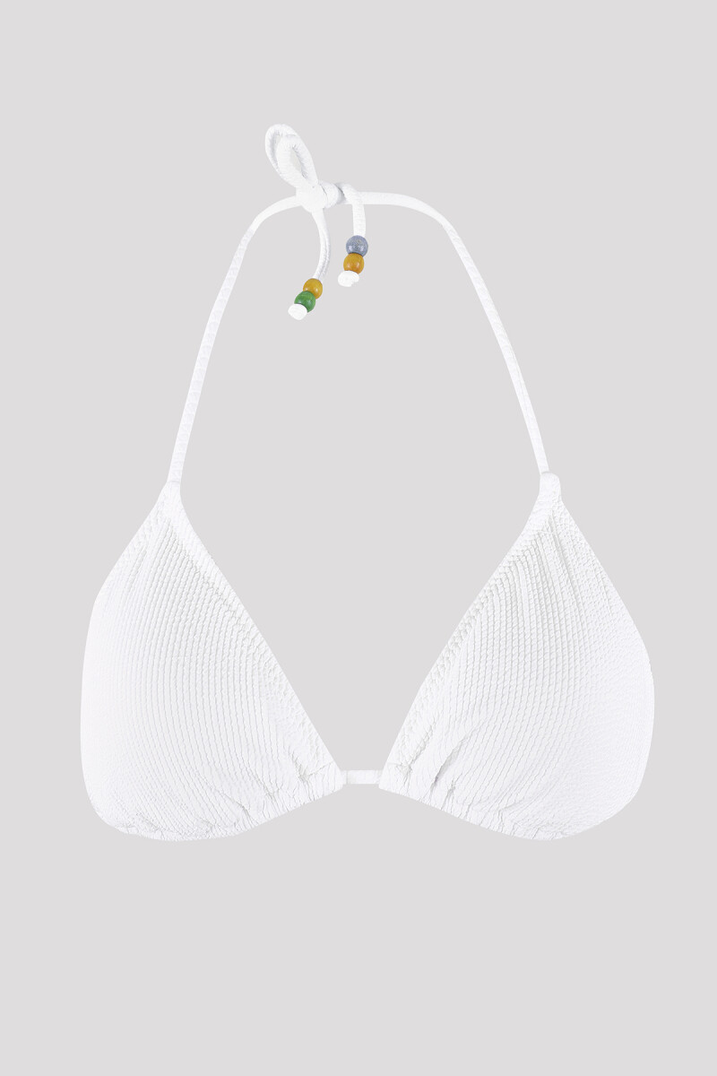 Beyaz Square Wick Üçgen Tek Üst Bikini - 1