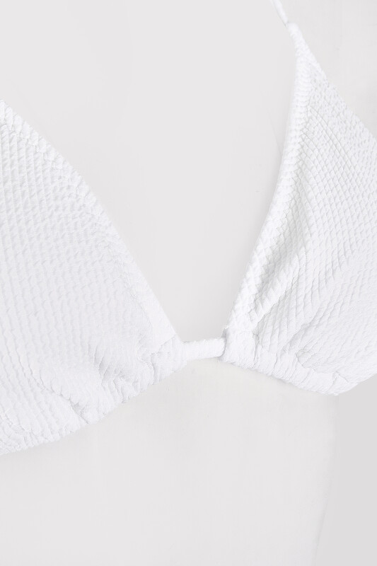 Beyaz Square Wick Üçgen Tek Üst Bikini - LOYA (1)