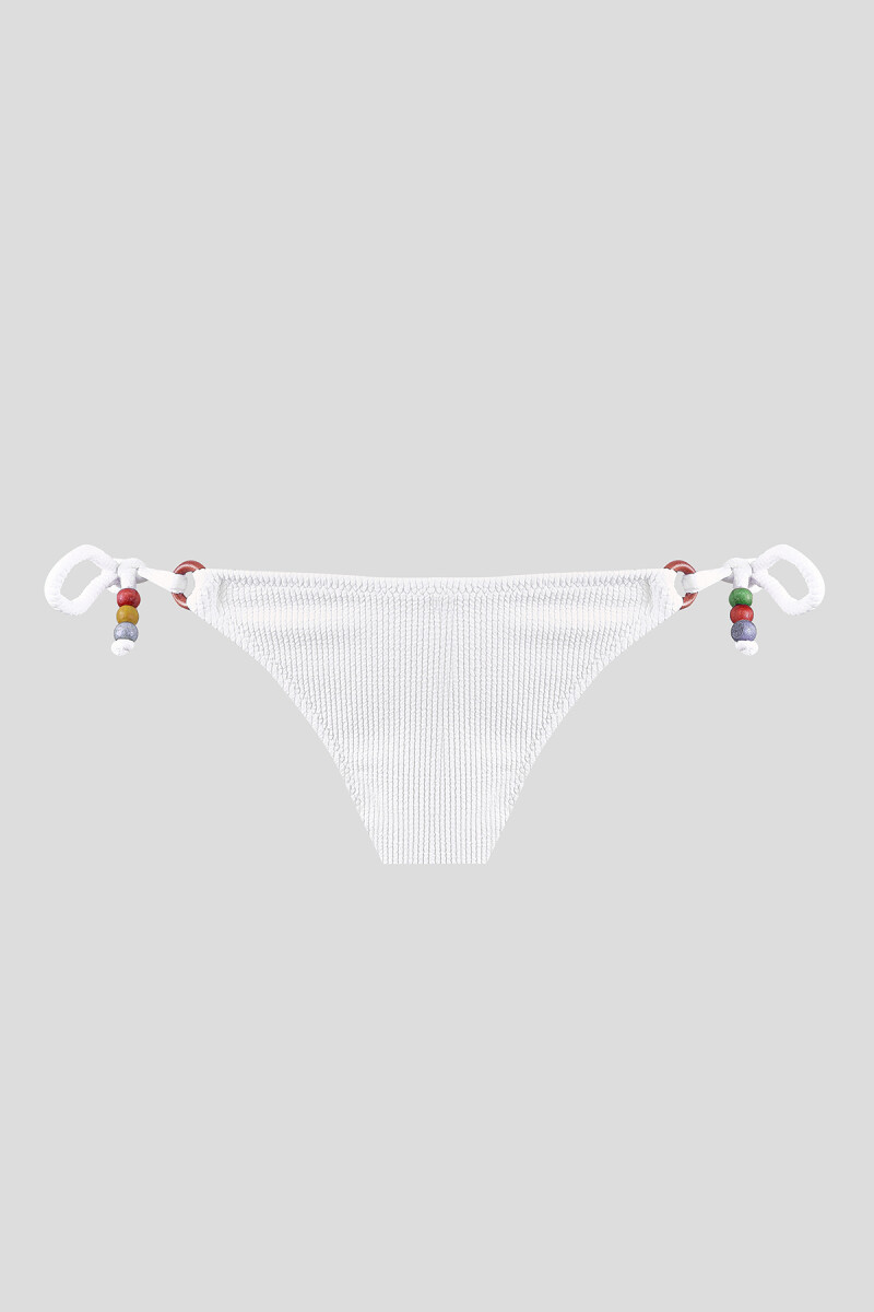 Beyaz Square Wick Yandan Bağlamalı Tek Alt Bikini - 1