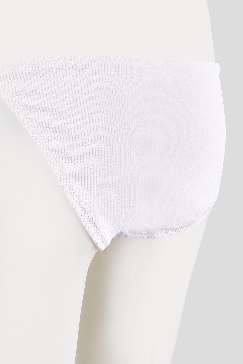 Beyaz Square Wick Yandan Bağlamalı Tek Alt Bikini - 3