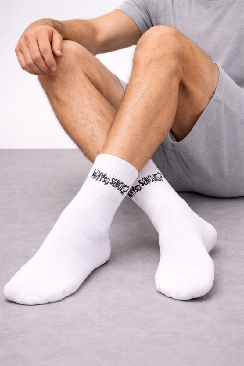 Beyaz Yazılı Erkek Çorap - 1