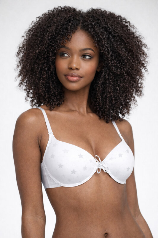 Beyaz Yıldız Desenli Hafif Destekli Sütyen - NBB