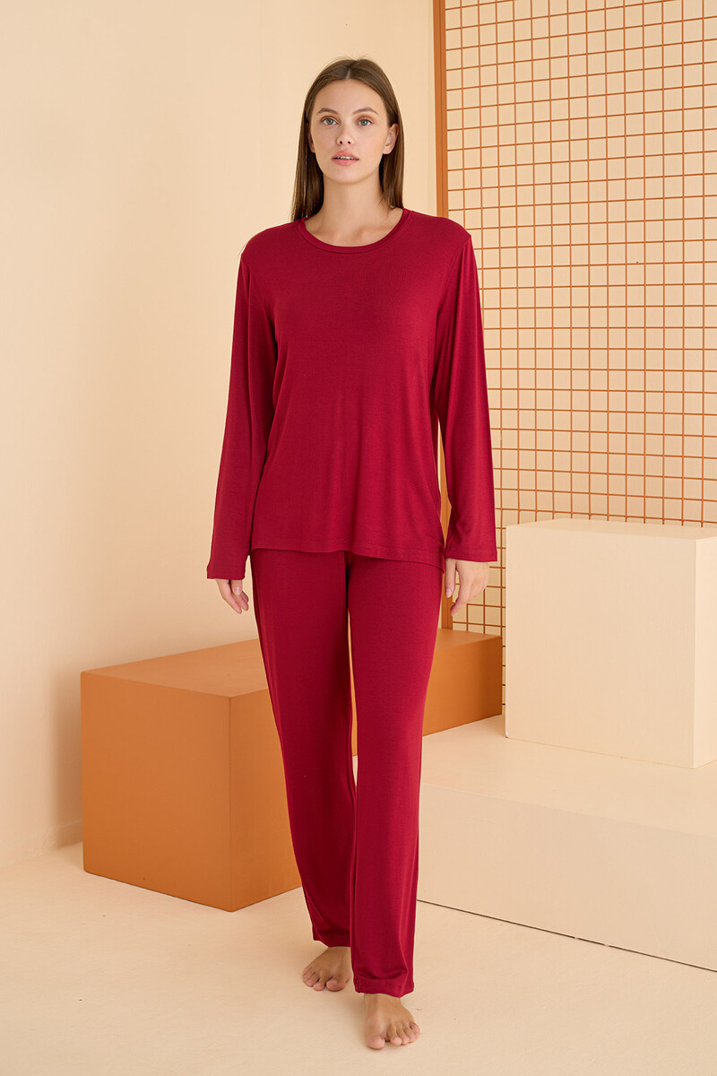Bordo Basic Pijama Takım - 2
