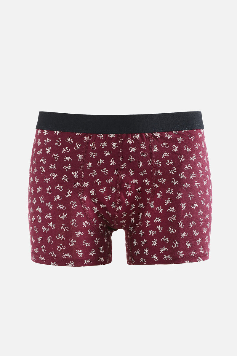 Bordo Bisiklet Desen Erkek Boxer - 1