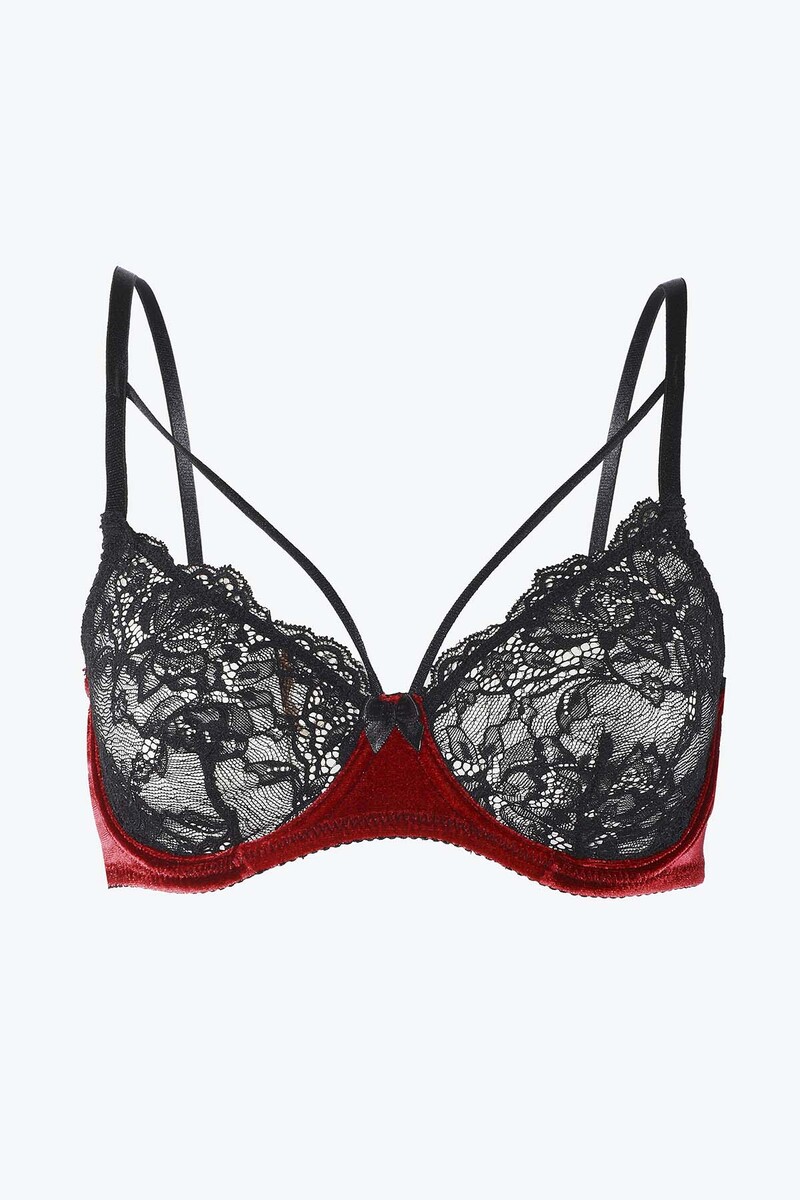 Bordo Chest Lacy Sütyen Külot Takımı - 6