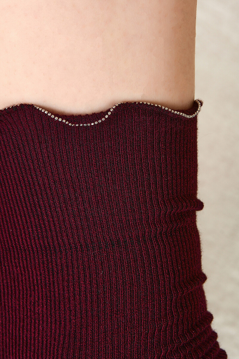 Bordo Curl Uzun Soket Çorap - 2