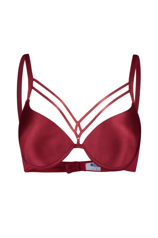 Bordo Göğsü İp Detaylı Sütyen - NBB