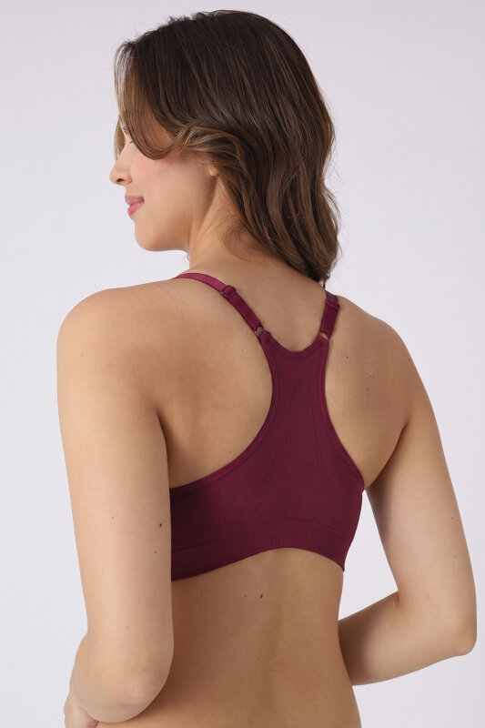 Bordo Hafif Destekli Dikişsiz Sporcu Sütyen - NBB