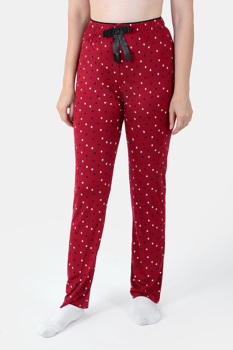 Bordo Loya Start Yıldız Desenli Pijama Altı - 1