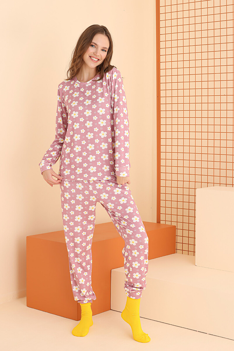 Bordo Papatya Pijama Takımı - 2