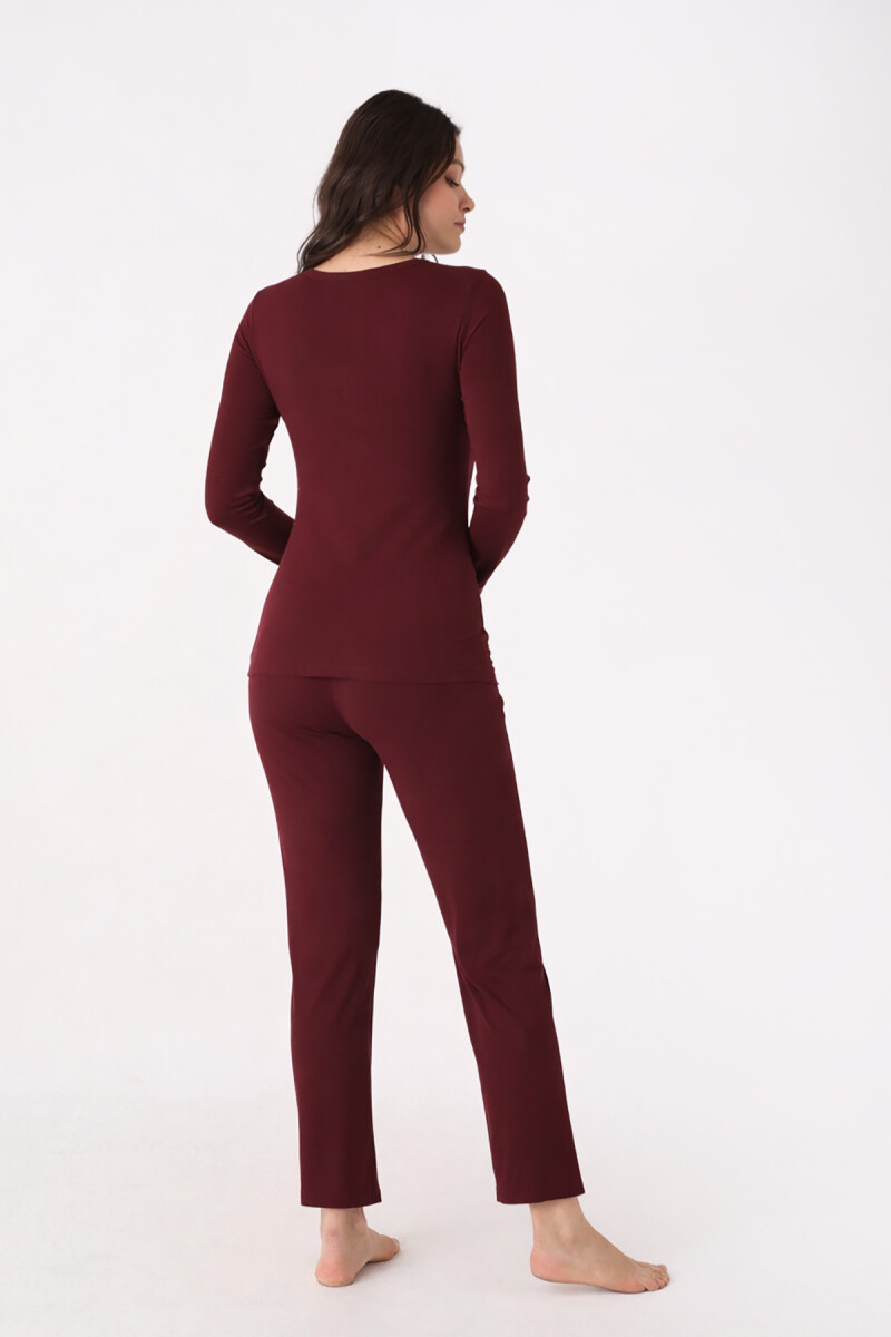 Bordo Patlı Pijama Takımı - 2