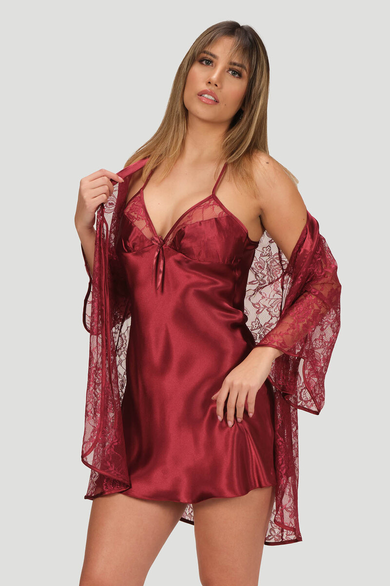 Bordo Precious Gecelik Sabahlık Takımı - 1