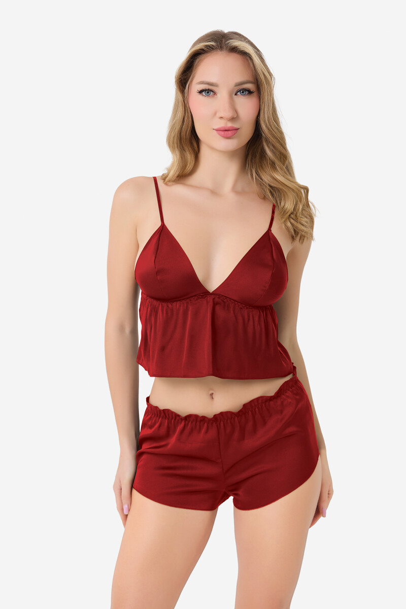 Bordo Signature Şortlu Büstiyer Takım - 1