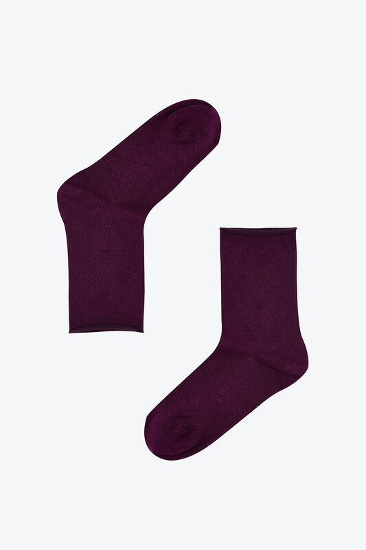Bordo Simple Bambu Soket Çorap 
