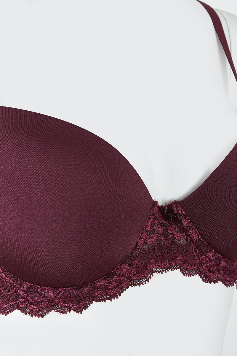Bordo Tulipa Dantelli Hafif Destekli Sütyen - 2