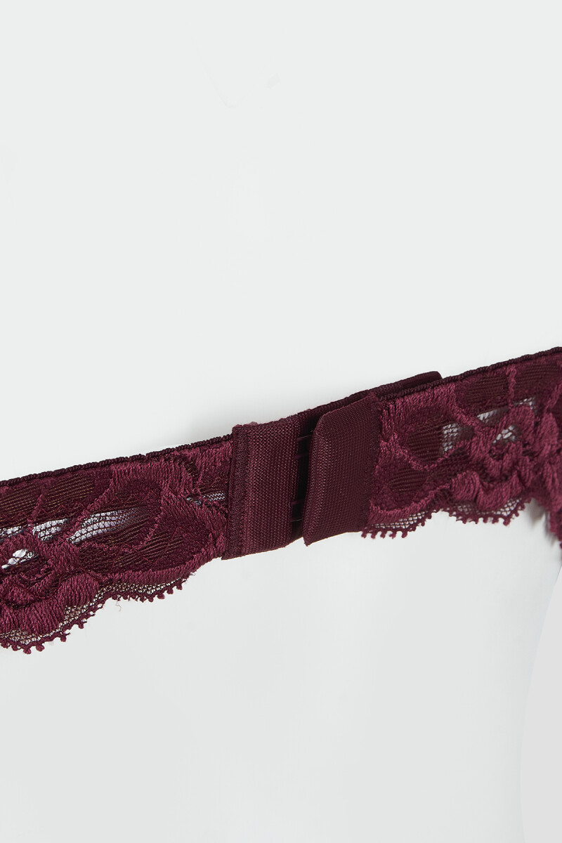 Bordo Tulipa Dantelli Hafif Destekli Sütyen - 3