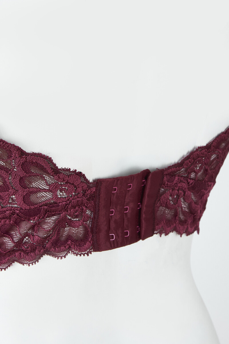 Bordo Tulipa Güpür Dantelli Desteksiz Sütyen - 3