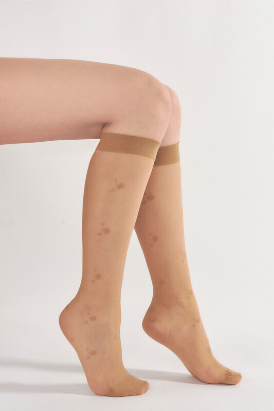 Bronz Sheena Desenli Diz Altı Pantolon Çorabı - Thumbnail
