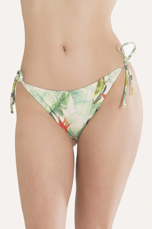 Çağla Yeşili Tropical Desenli Bikini Altı - Thumbnail